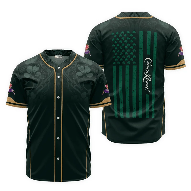 Crown Royal St. Patrick's Day American Flag Baseball Jersey Style4753