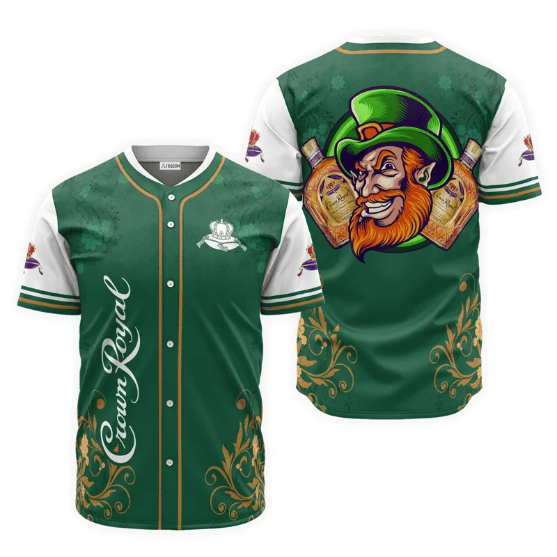 Crown Royal St. Patrick's Day Leprechaun Baseball Jersey Style9905