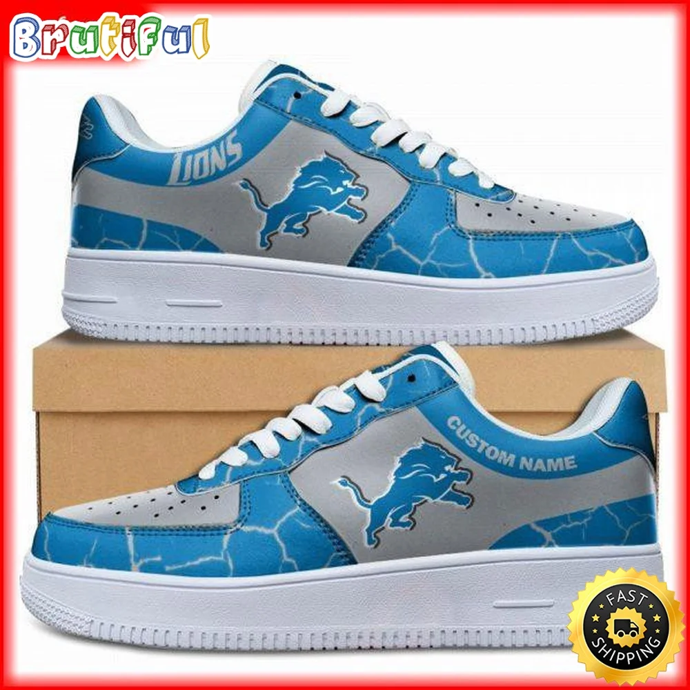 Custom NFL Detroit Lions Air Force 1 Shoes Sneaker Football Shoes For Fans