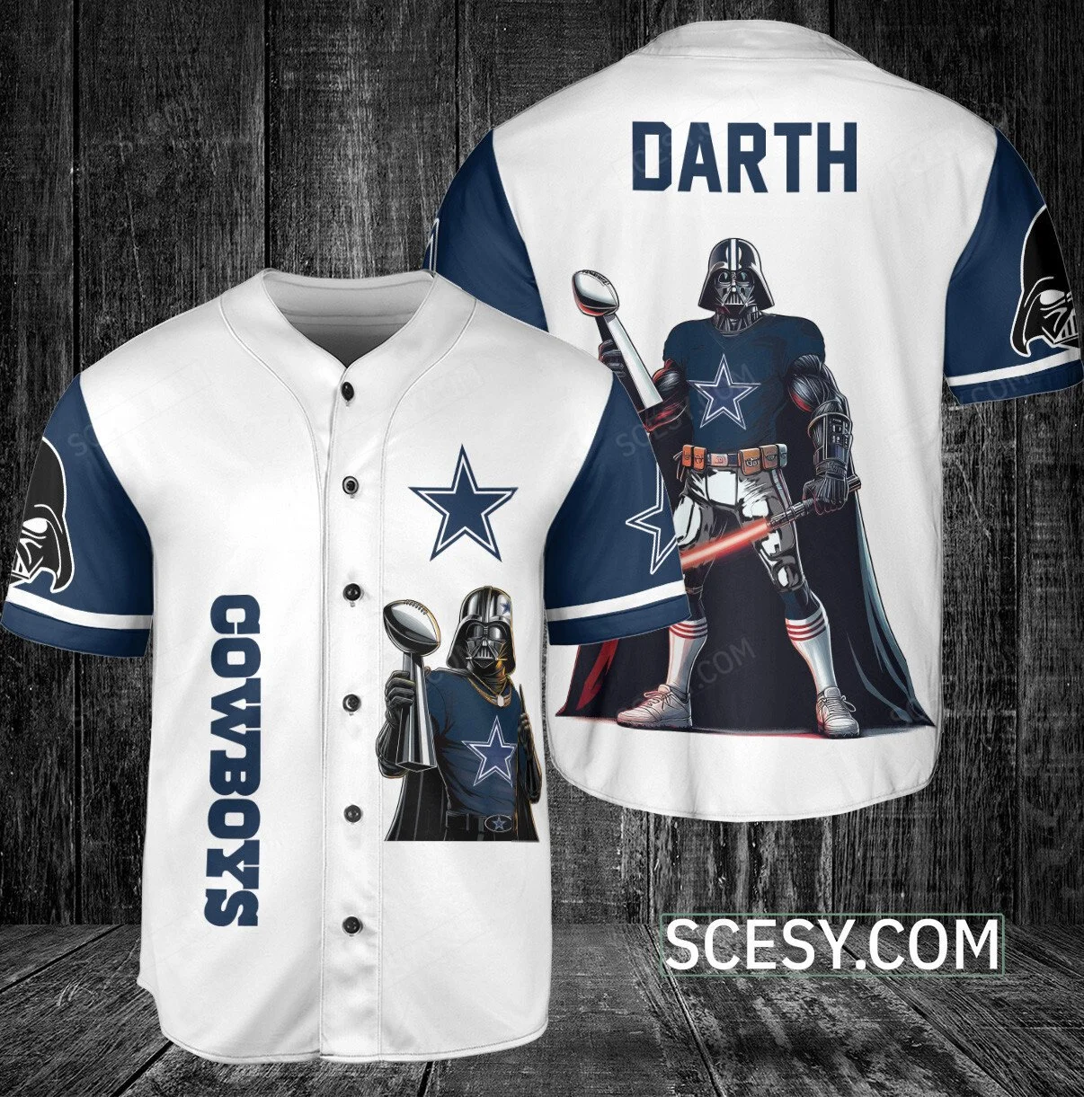 Dallas Cowboys Darth Vader Baseball Jersey White