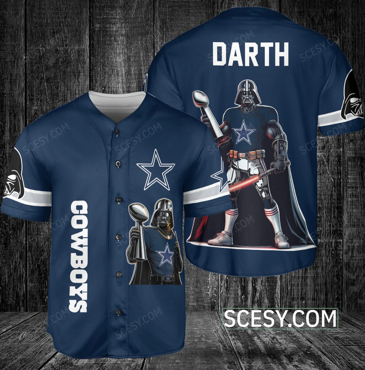 Dallas Cowboys Darth Vader Baseball Jersey Navy