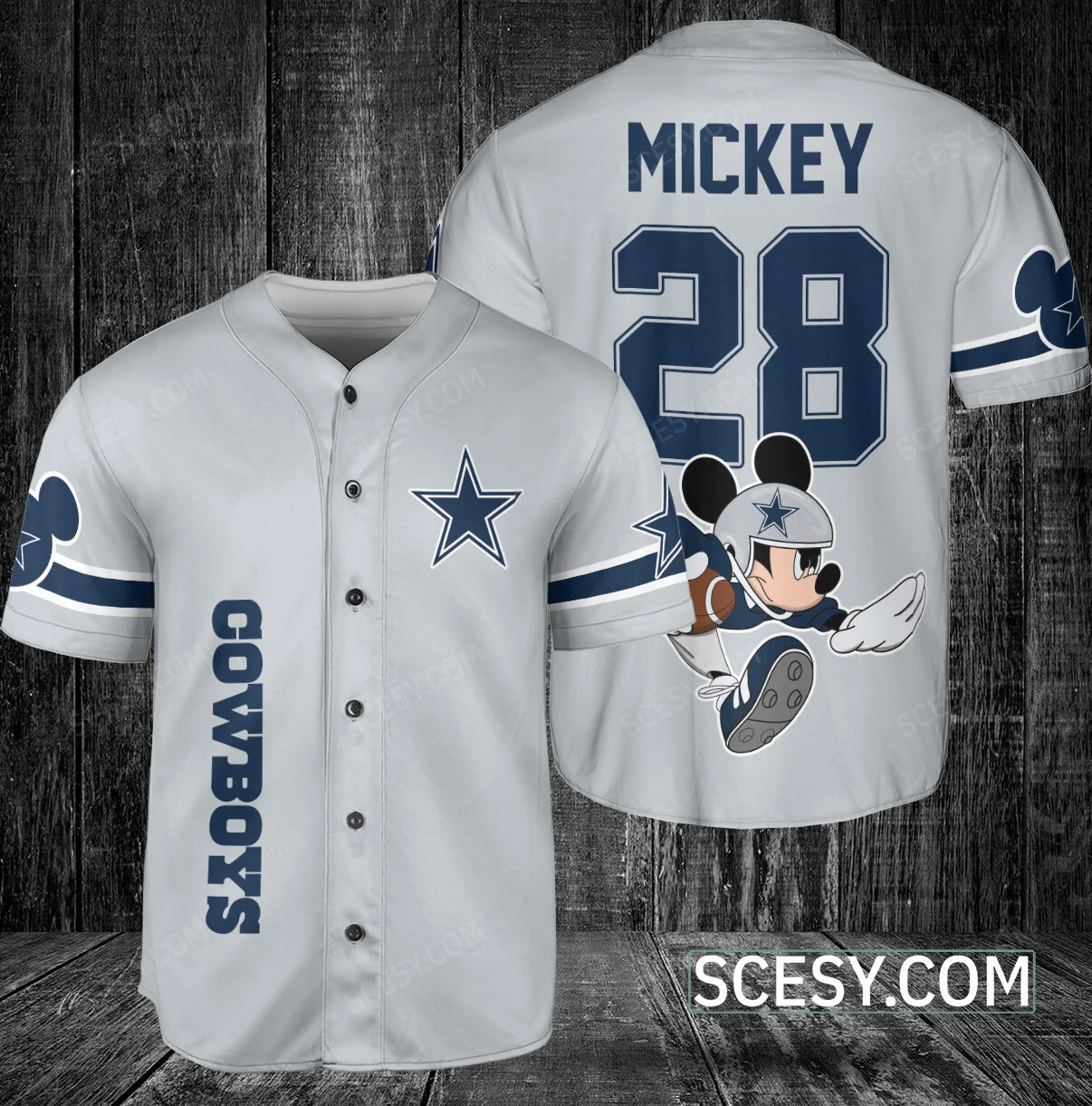 Dallas Cowboys Mickey Baseball Jersey Gray