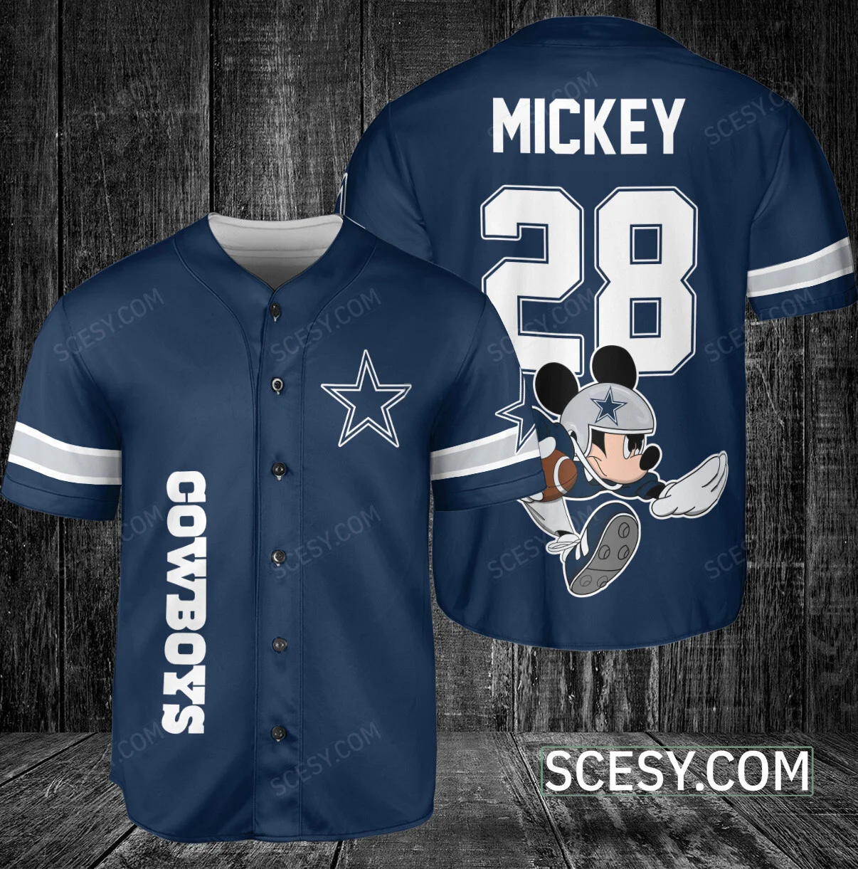 Dallas Cowboys Mickey Baseball Jersey Navy