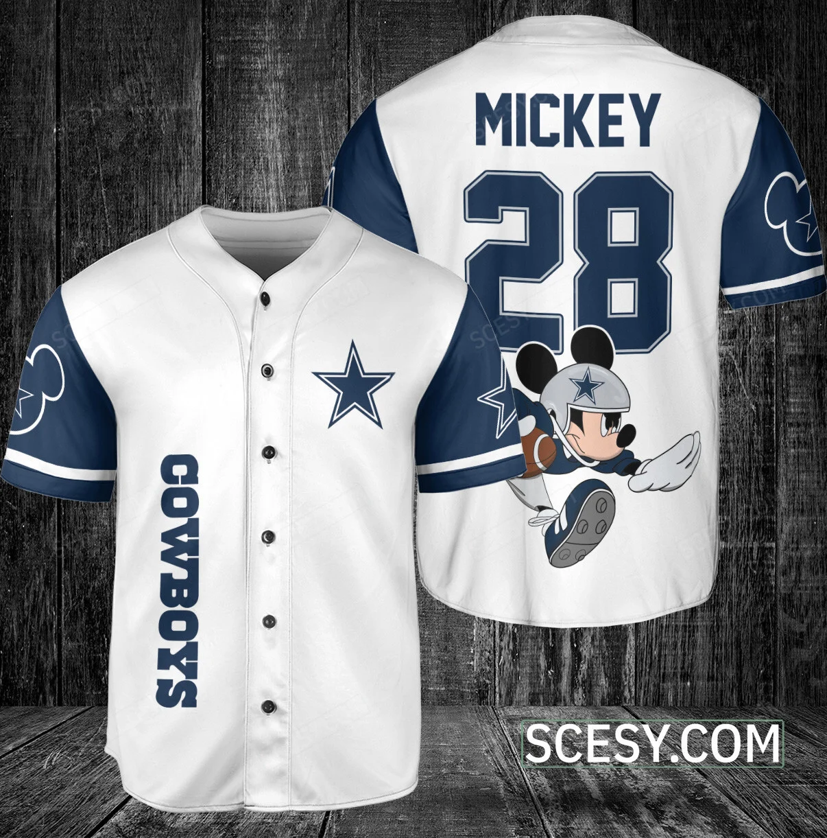 Dallas Cowboys Mickey Baseball Jersey White