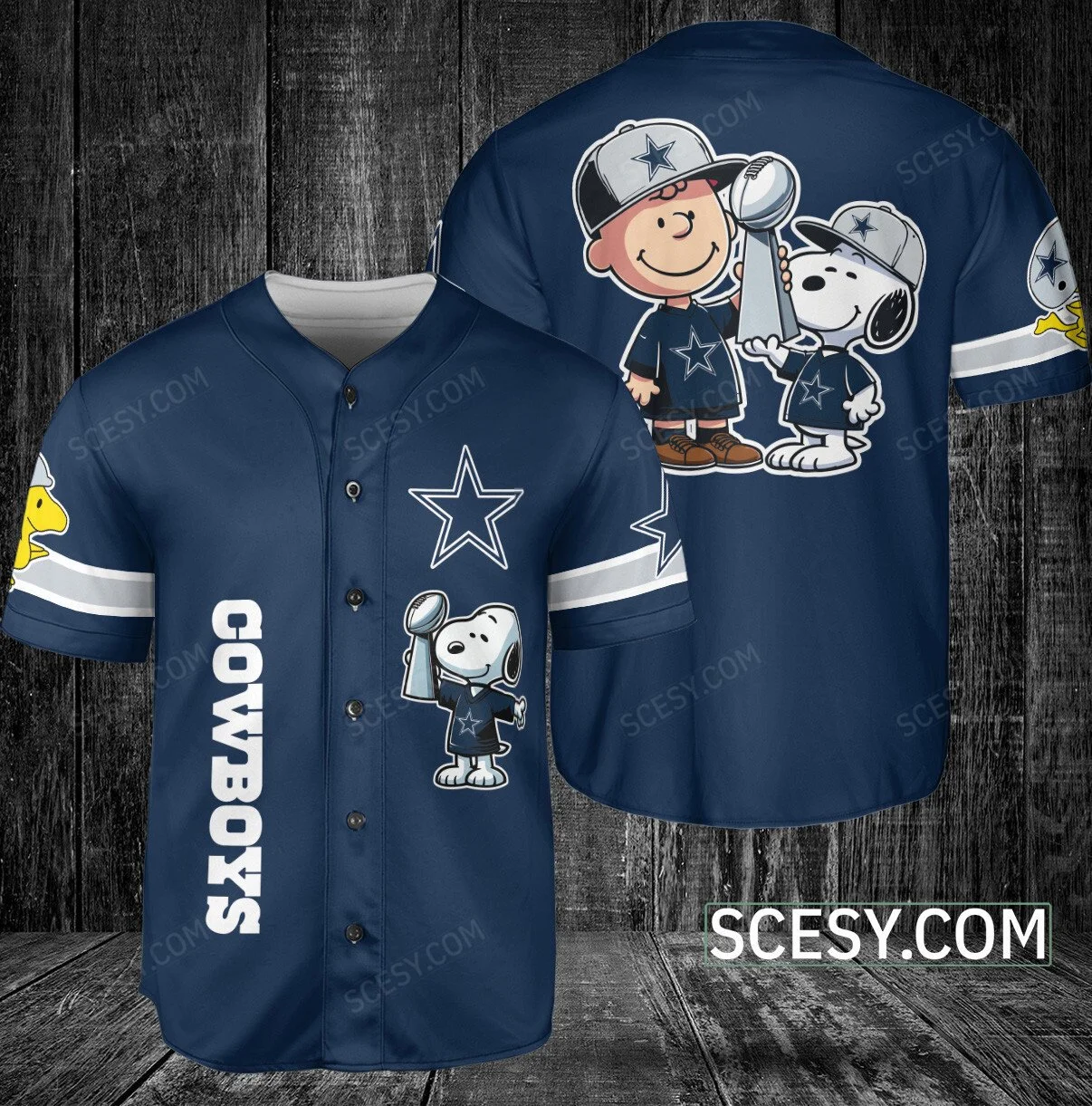 Dallas Cowboys Peanut Snoopy Baseball Jersey Navy