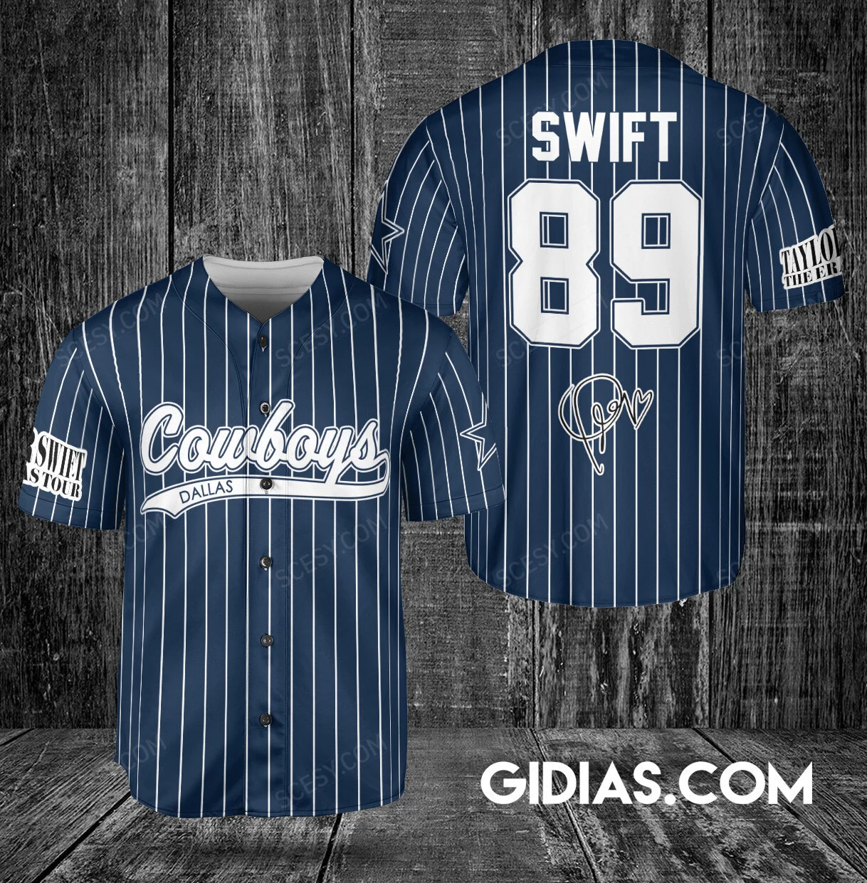 Dallas Cowboys Taylor Swift Baseball Jersey Navy Stripe Lines Number 89