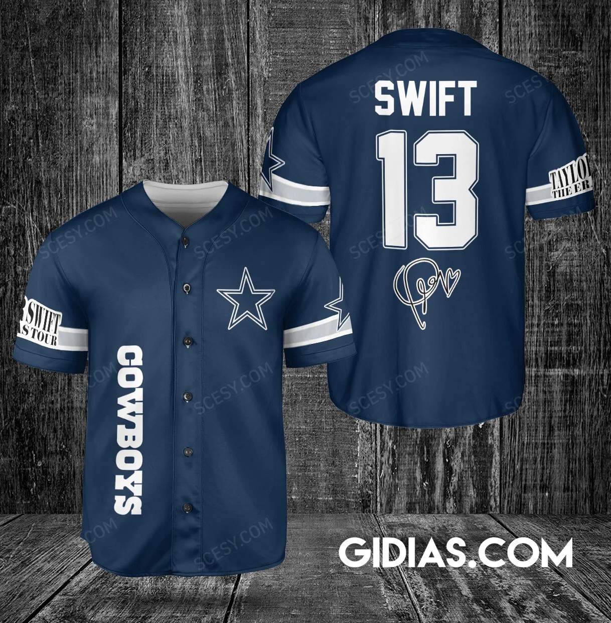 Dallas Cowboys Taylor Swift Baseball Jersey Navy Number 13