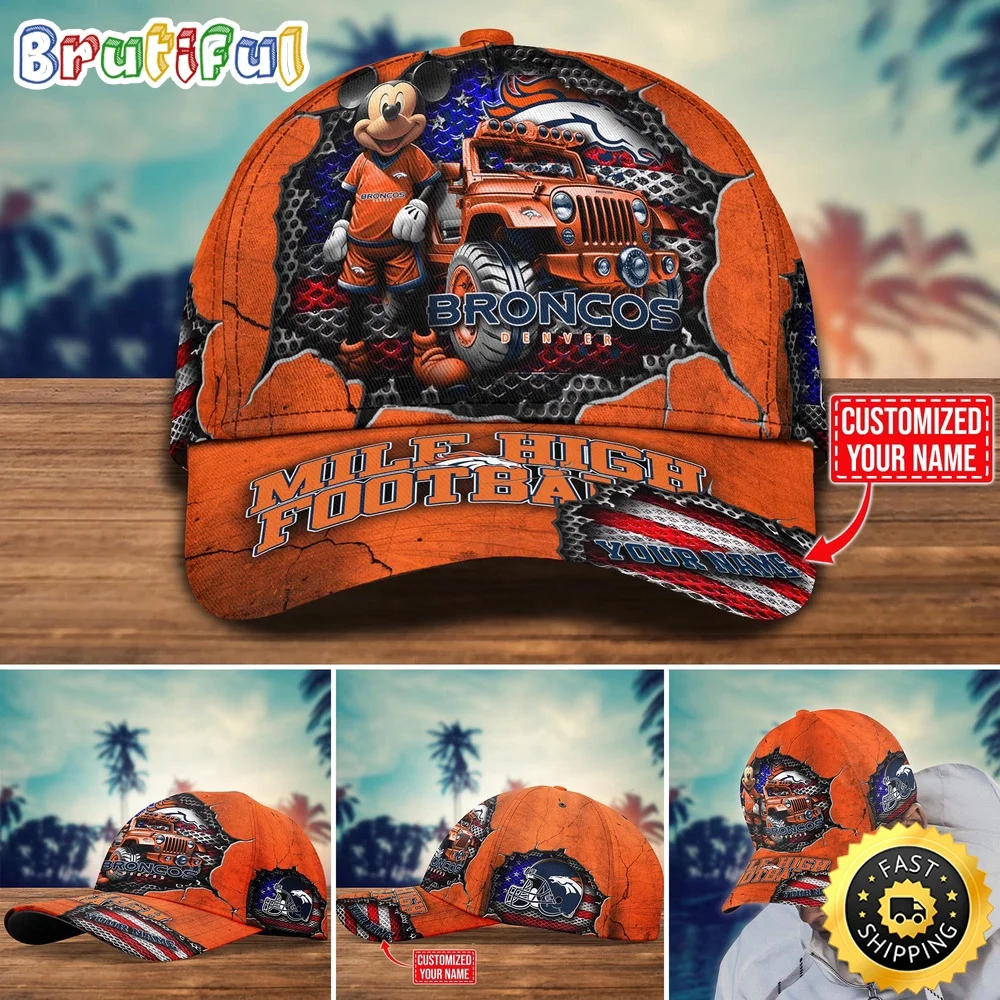 Denver Broncos Baseball Cap Mickey Mouse Customize Cap