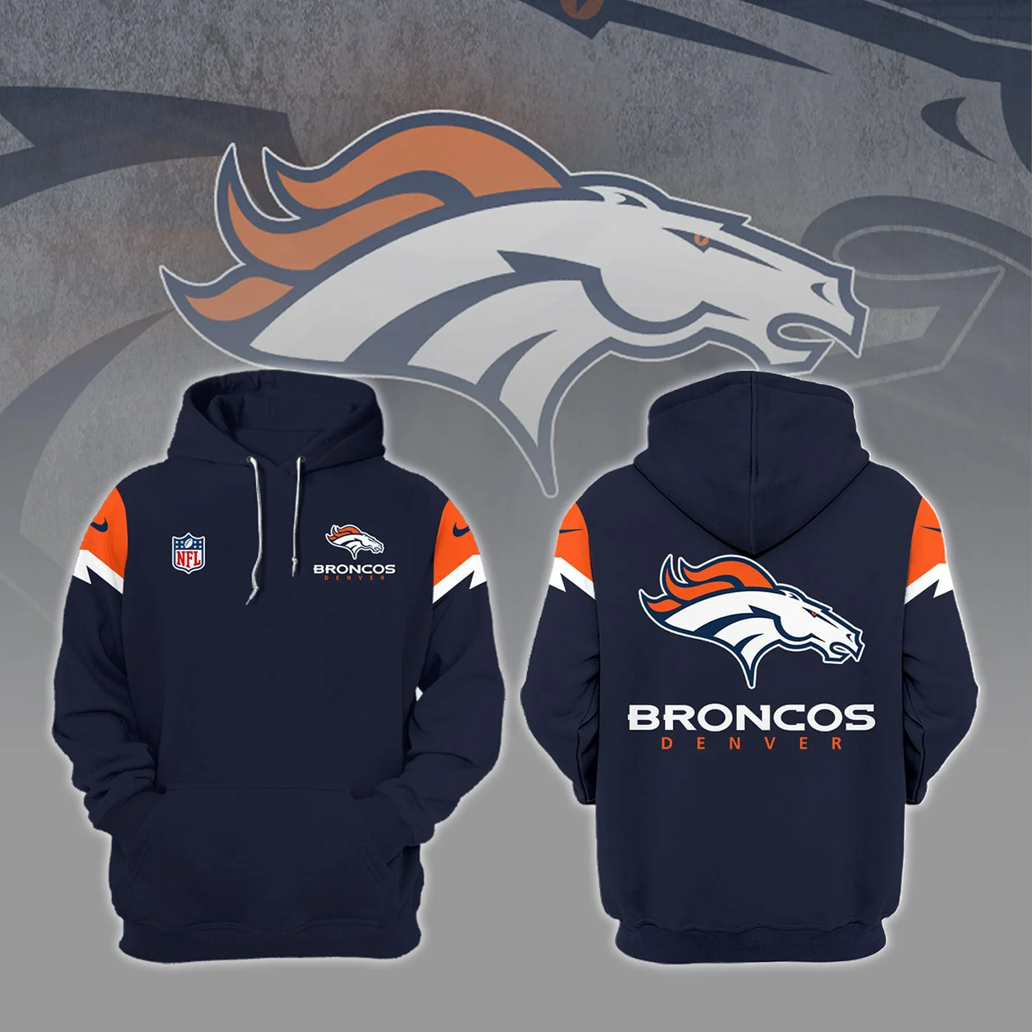 Denver Broncos Midnight Navy NFL Hoodie Gift Ideas For Football Lovers