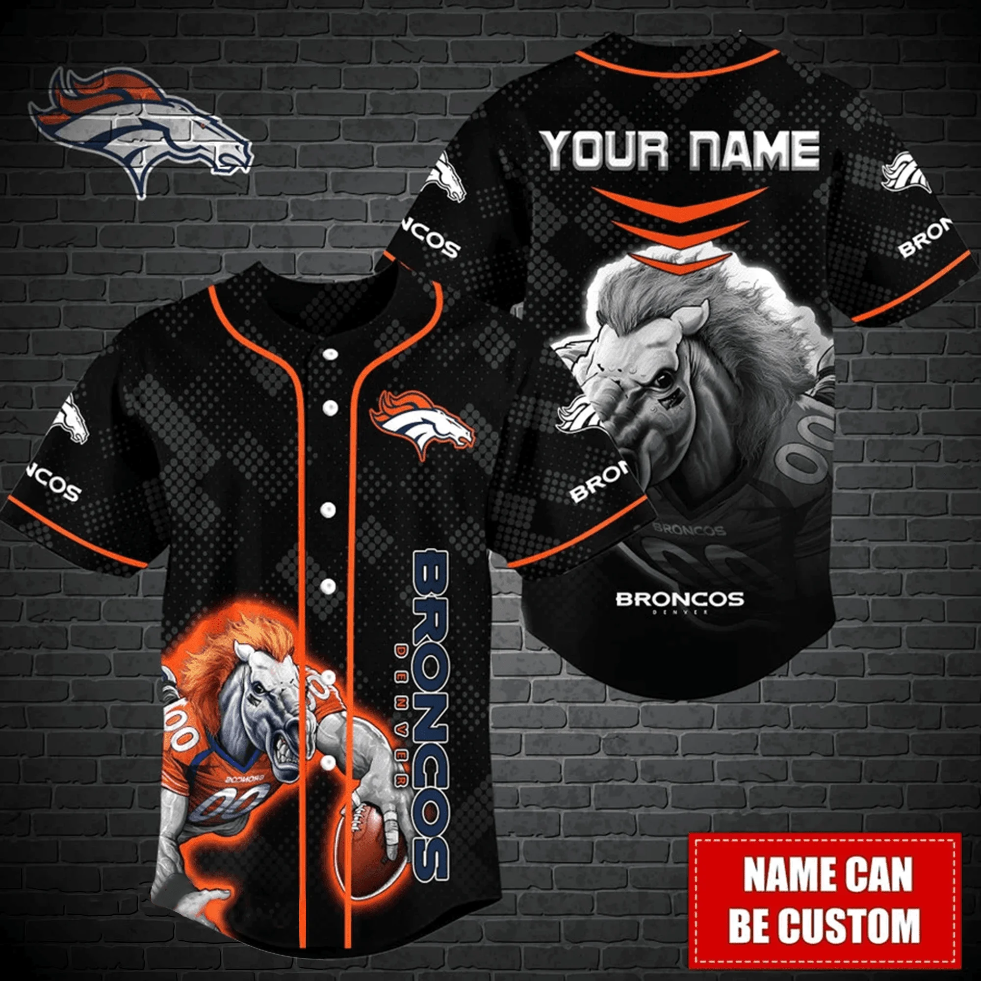 Denver Broncos Personalized Baseball Jersey 357
