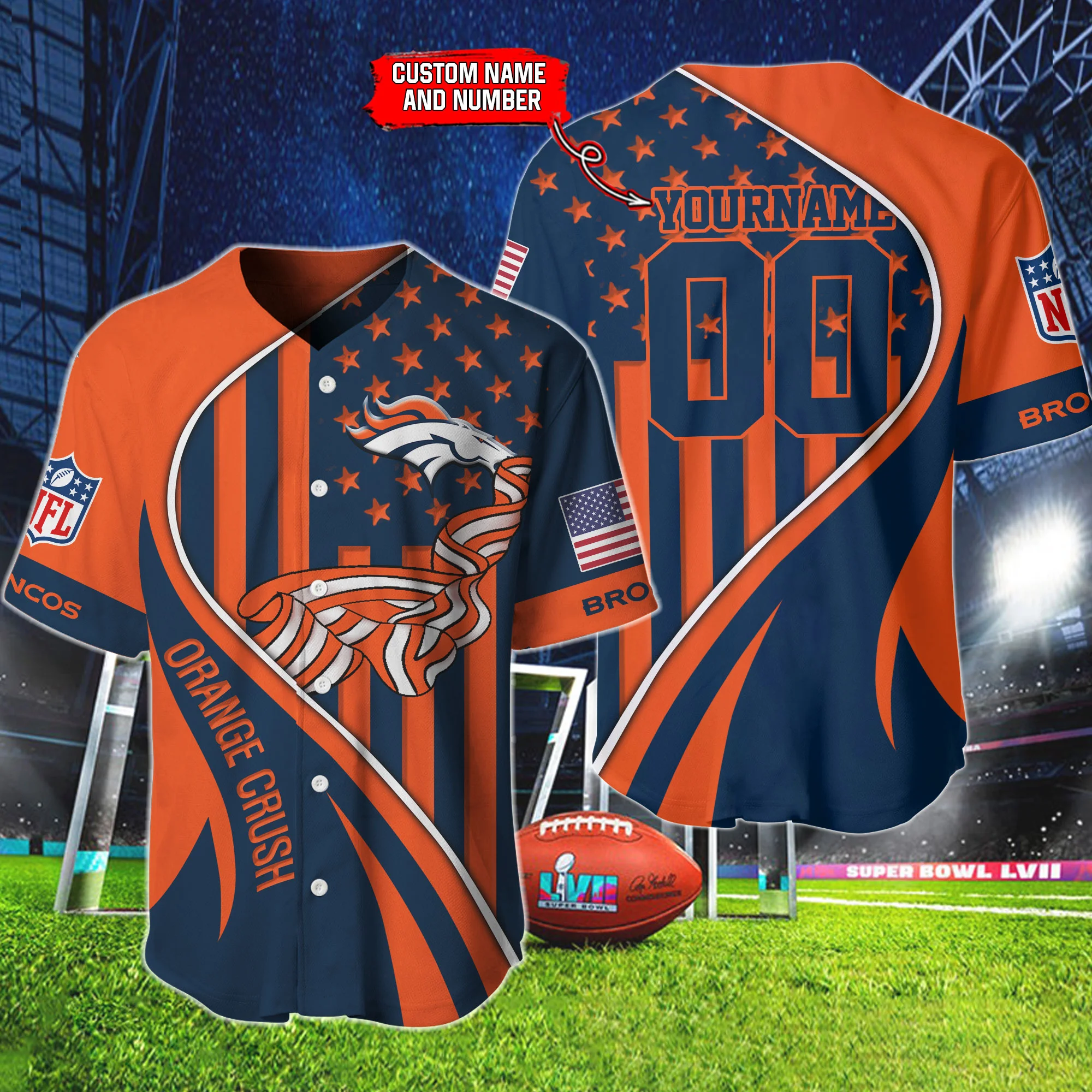 Denver Broncos Personalized Baseball Jersey 868