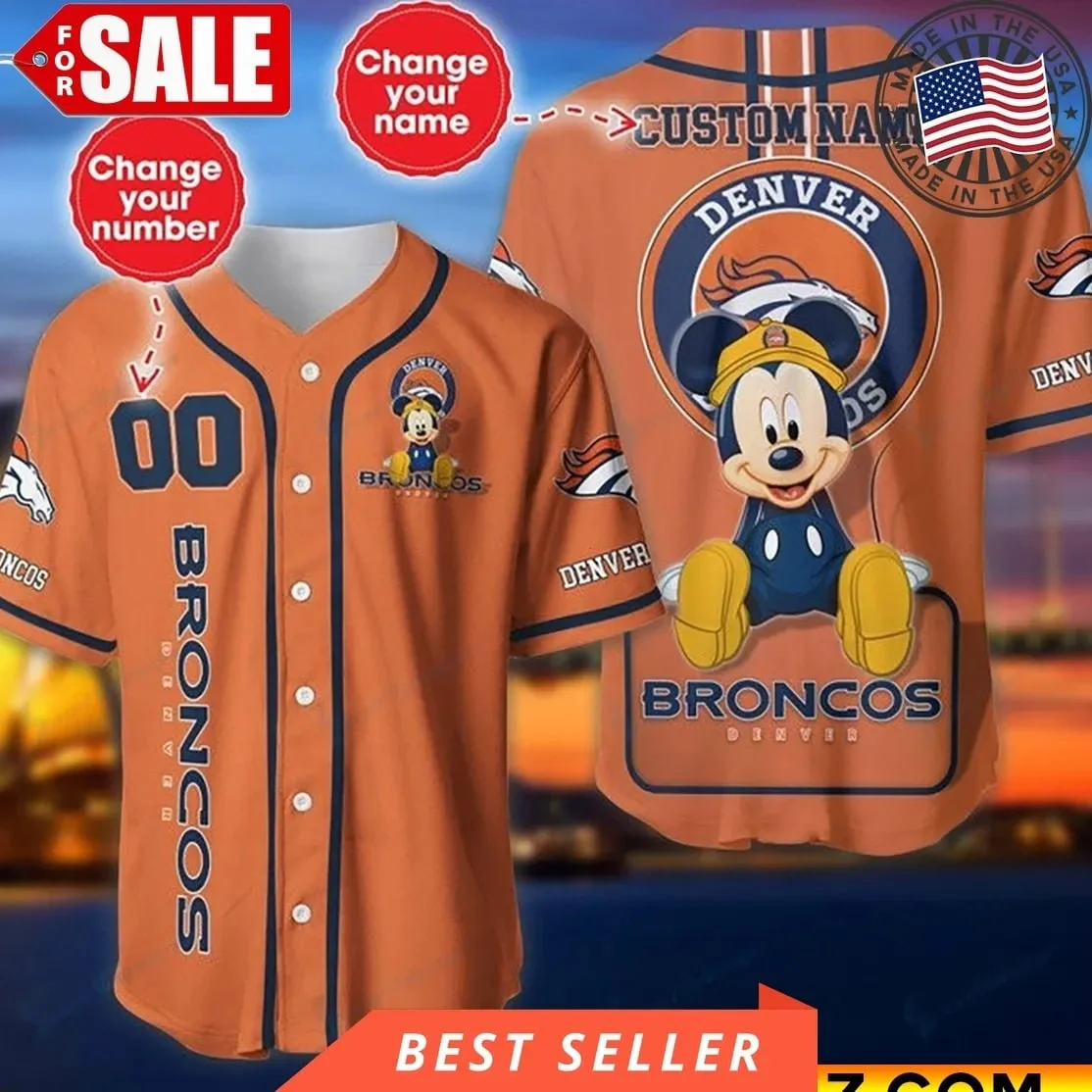 Denver Broncos Personalized Baseball Jersey 807