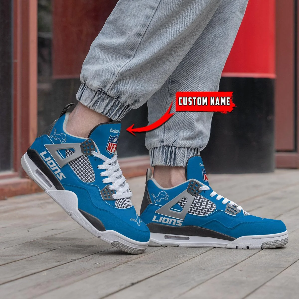 Detroit Lions AJ4 Sneakers 17 - Image 2