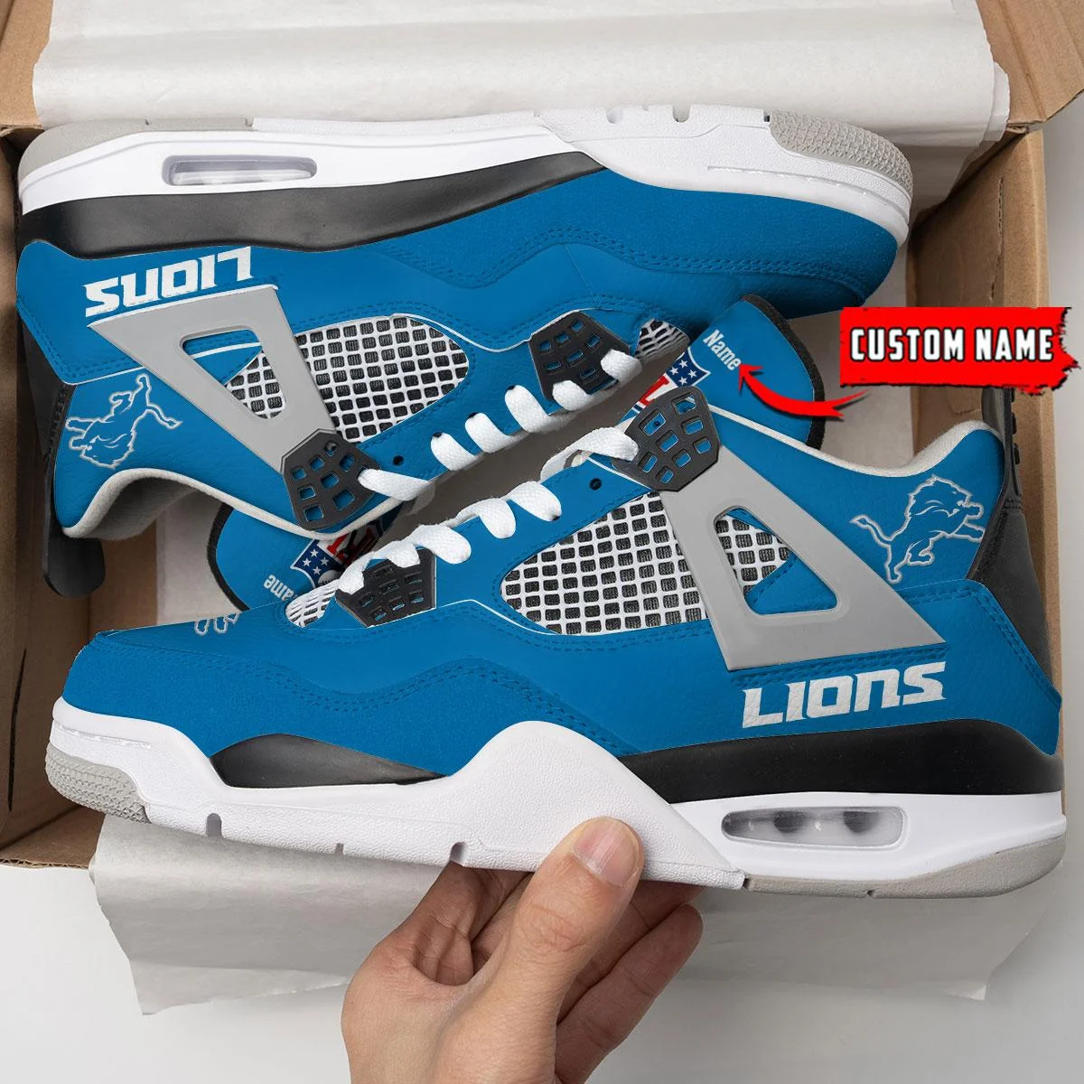 Detroit Lions AJ4 Sneakers 17 - Image 3
