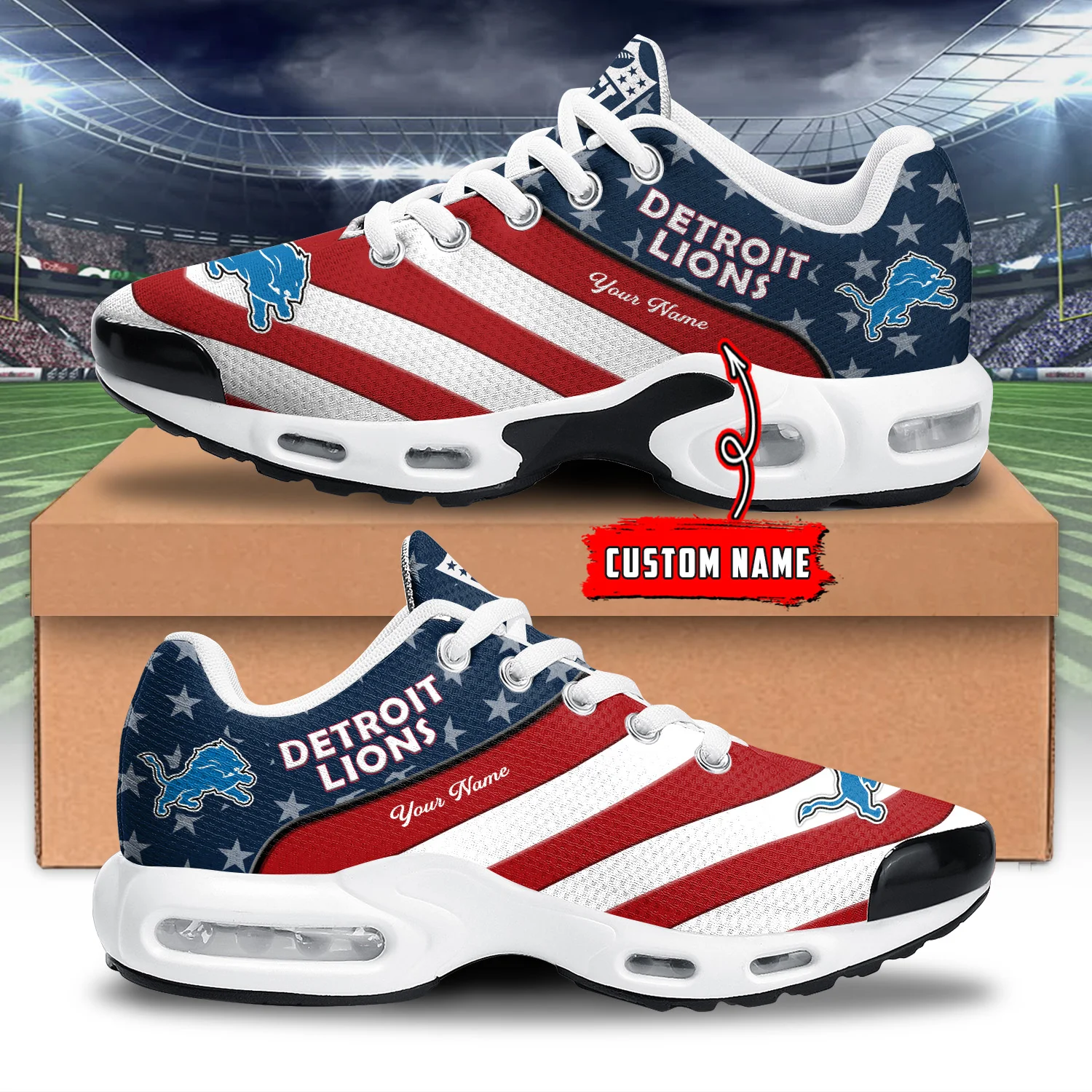 Detroit Lions Air Max Plus Shoes Sneakers For Men And Women