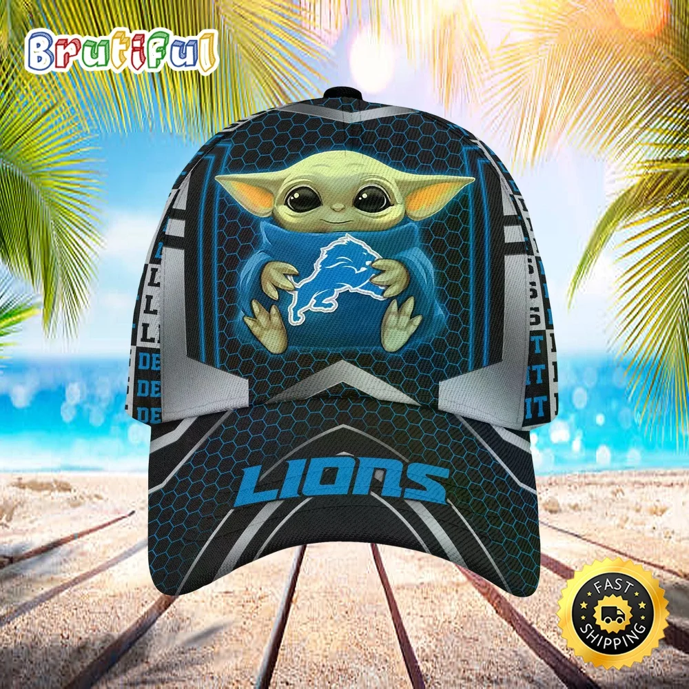Detroit Lions Baby Yoda All Over Print 3D Classic Cap