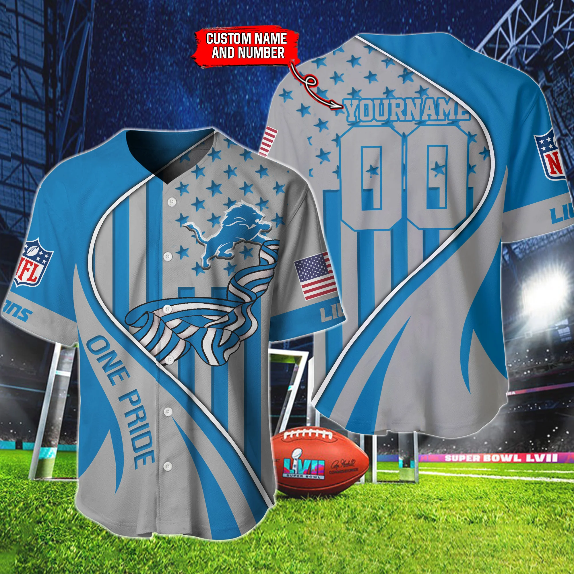 Detroit Lions Personalized Baseball Jersey 869