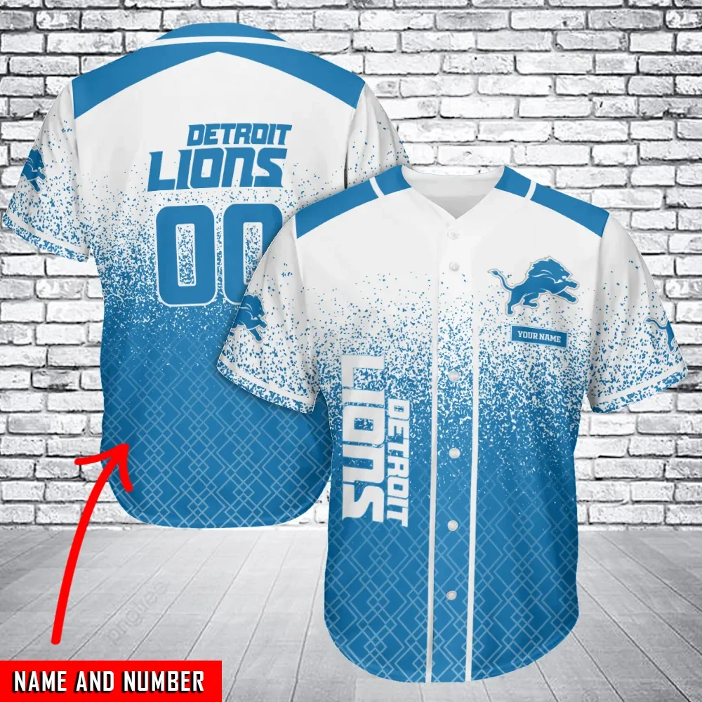 Detroit Lions Personalized Baseball Jersey Azc27