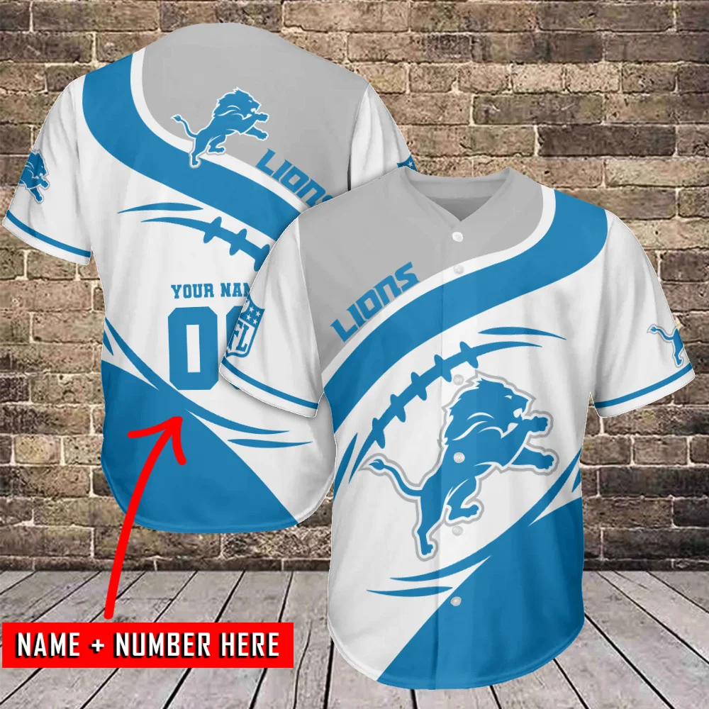 Detroit Lions Personalized Baseball Jersey 526