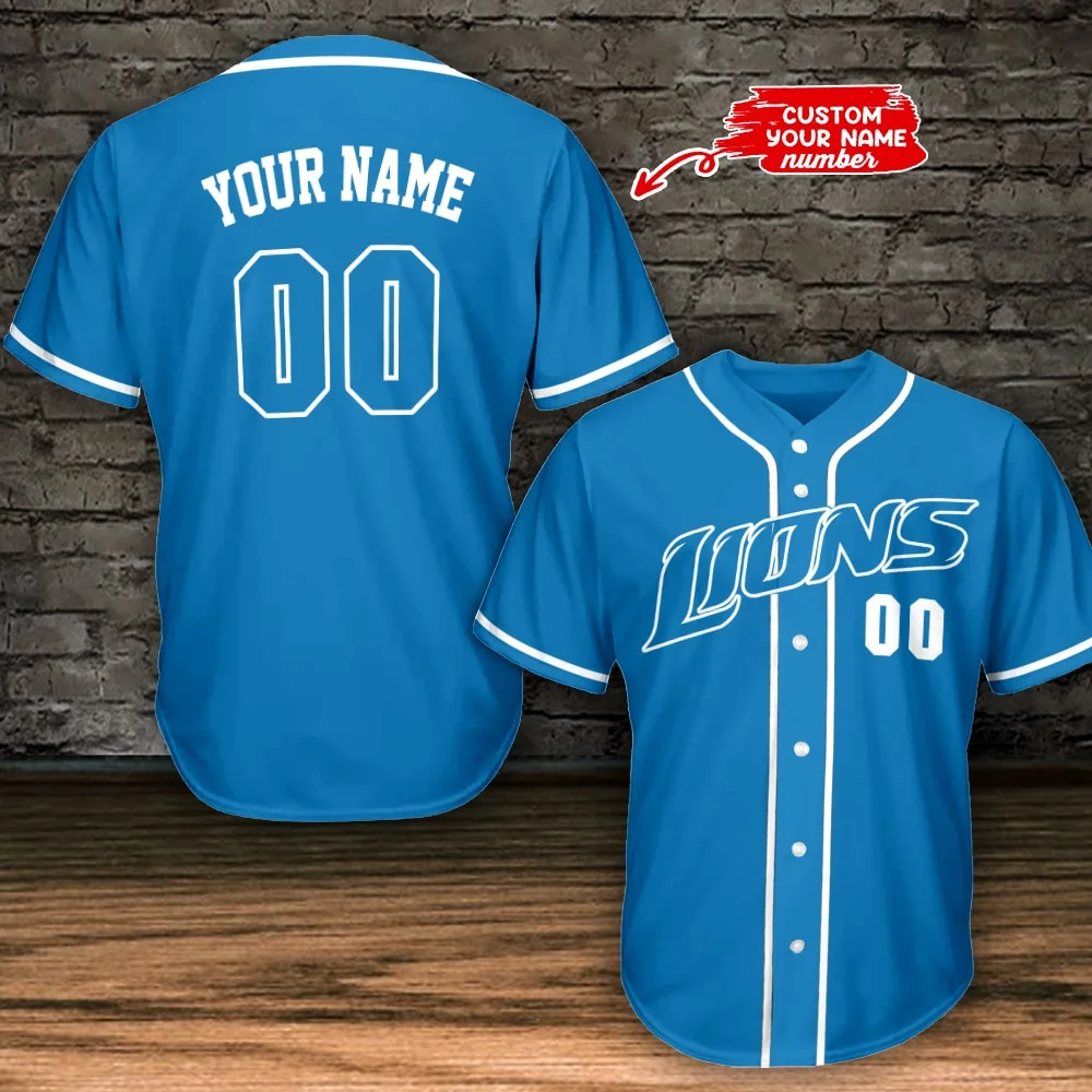 Detroit Lions Personalized Baseball Jersey 781 - Image 2