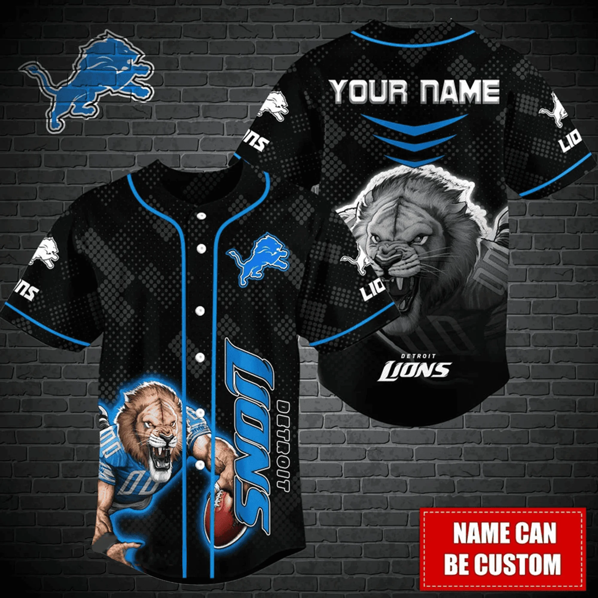 Detroit Lions Personalized Baseball Jersey BG358 Style1671