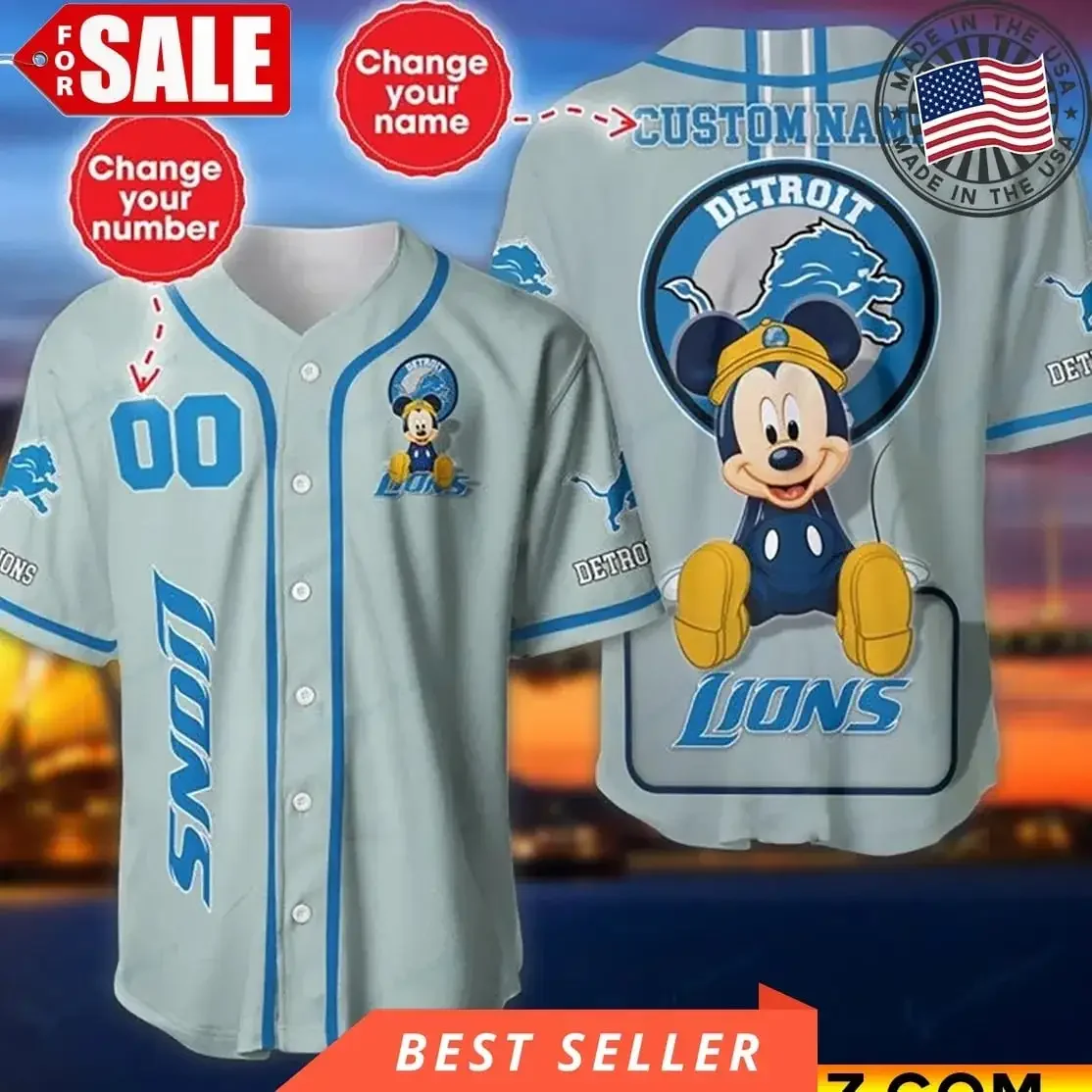 Detroit Lions Personalized Baseball Jersey 808