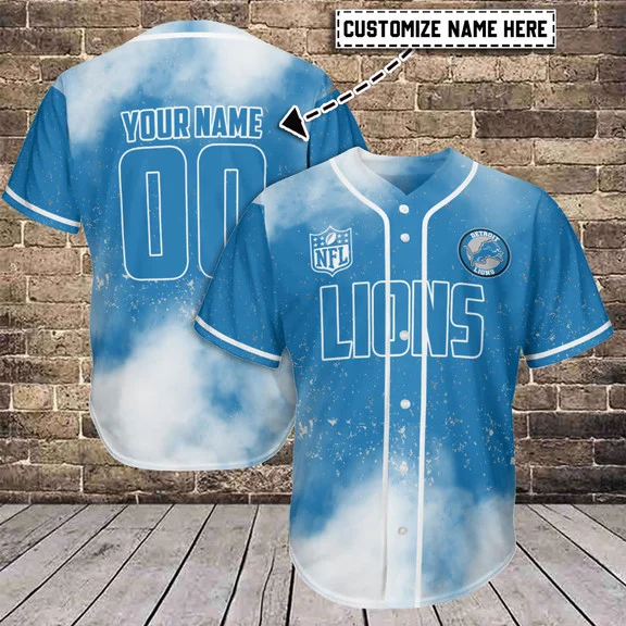 Detroit Lions Personalized Baseball Jersey Azcbjs314