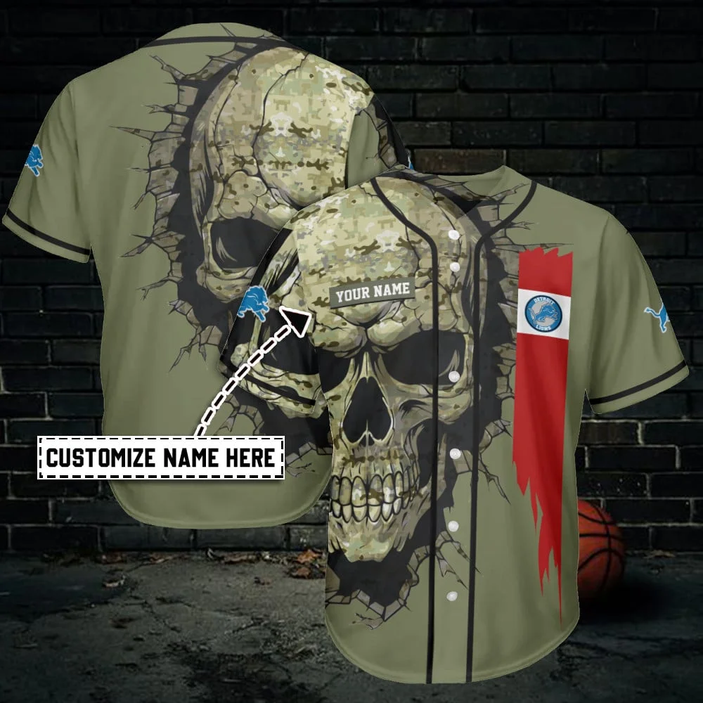Detroit Lions Personalized Baseball Jersey Azcbjs377