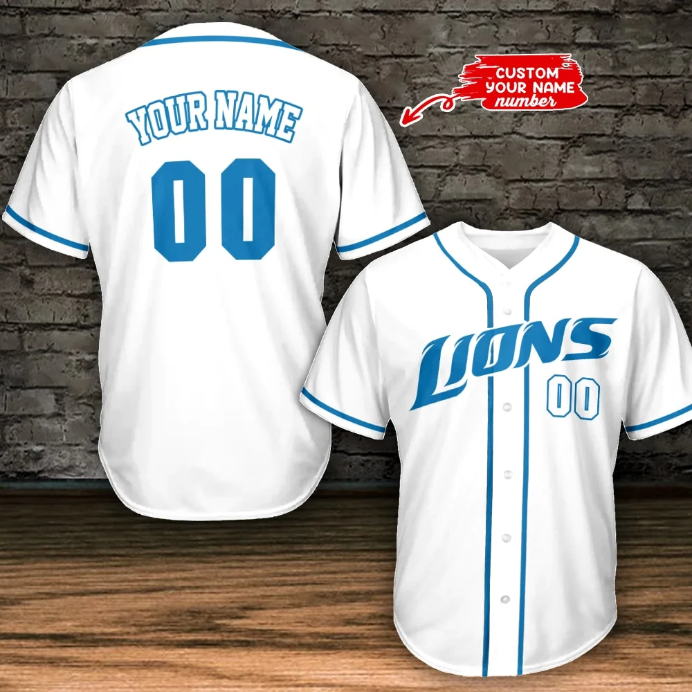 Detroit Lions Personalized Baseball Jersey 781 - Image 3
