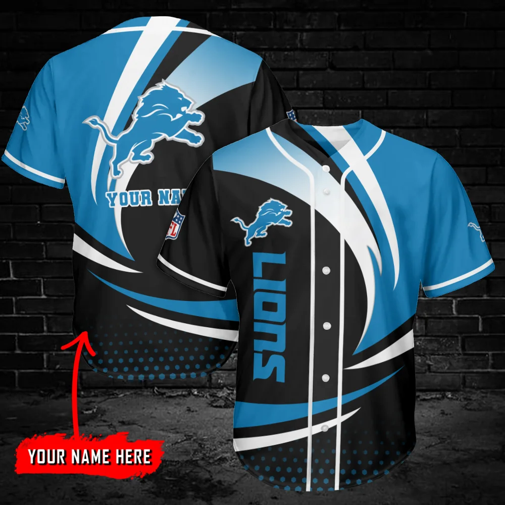 Detroit Lions Personalized Baseball Jersey Azc10