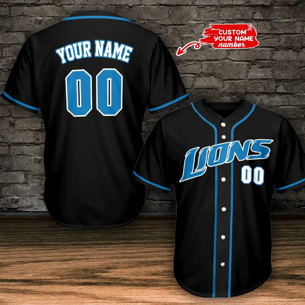 Detroit Lions Personalized Baseball Jersey 781