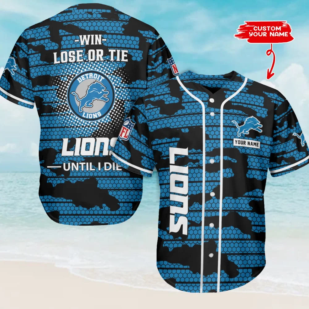 Detroit Lions Personalized Baseball Jersey Azcbjs366