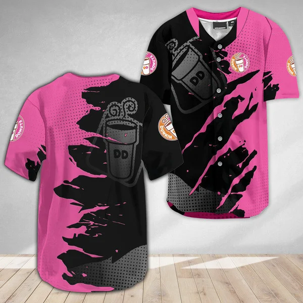 Dunkin Donuts Metal Crack Pattern Baseball Jersey Style2136