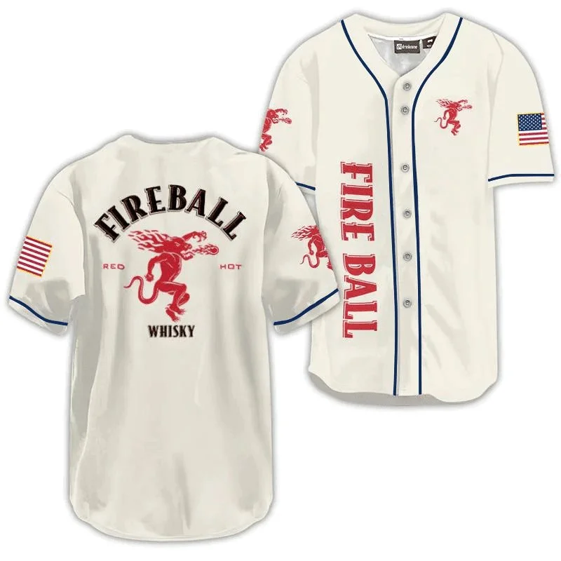 Fireball USA Flag Baseball Jersey Style1910