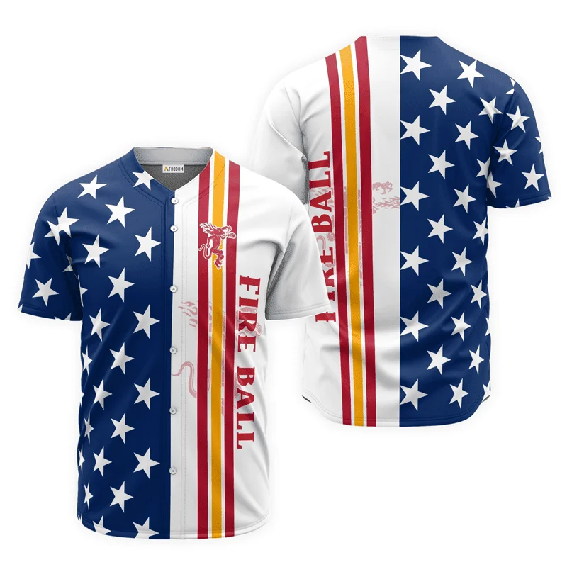 Fireball Whiskey American Flag Baseball Jersey Style5454