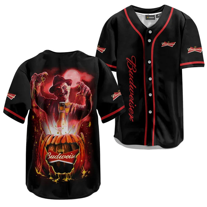 Freddy Krueger Budweiser Beer Halloween Baseball Jersey Style8698