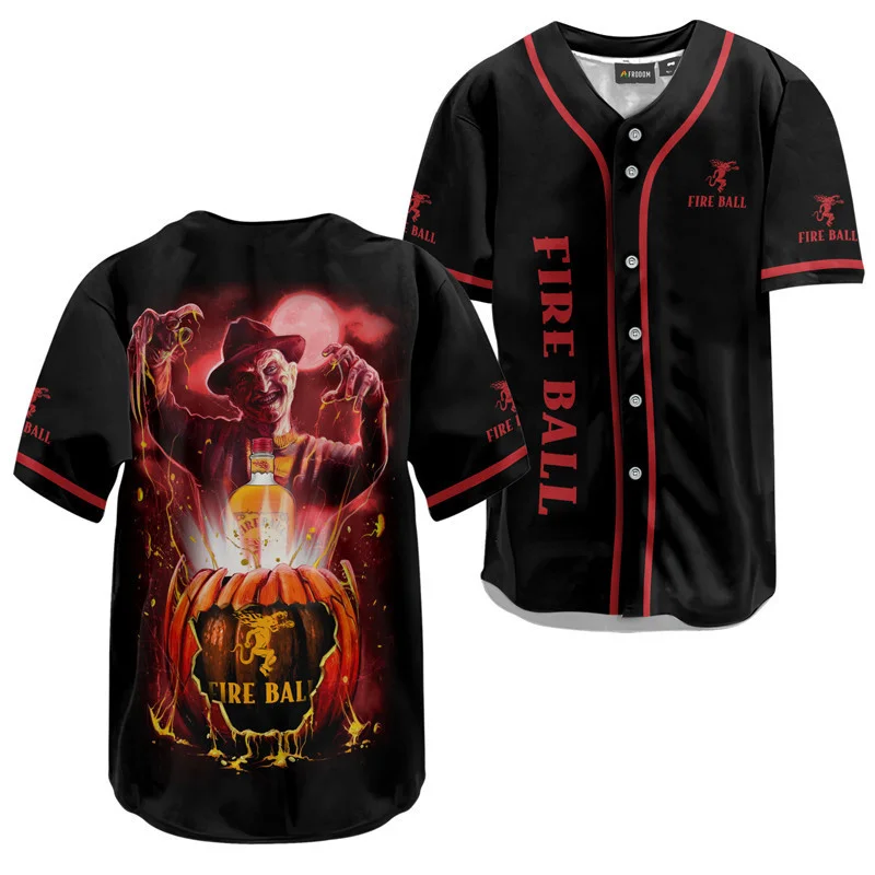 Freddy Krueger Fireball Whiskey Halloween Baseball Jersey Style5067