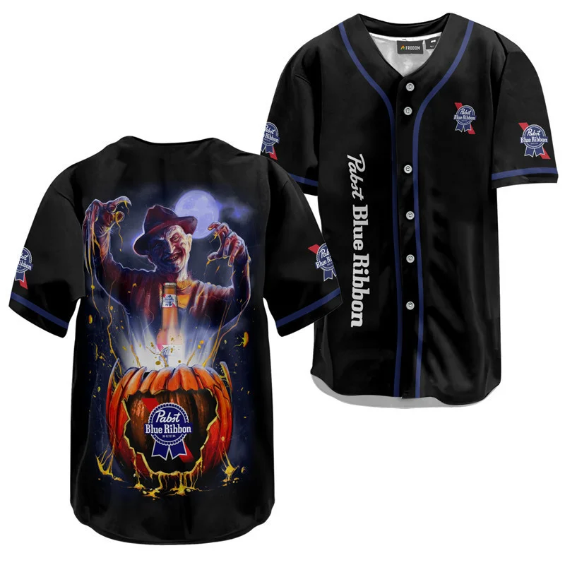 Freddy Krueger Pabst Blue Ribbon Halloween Baseball Jersey Style6725