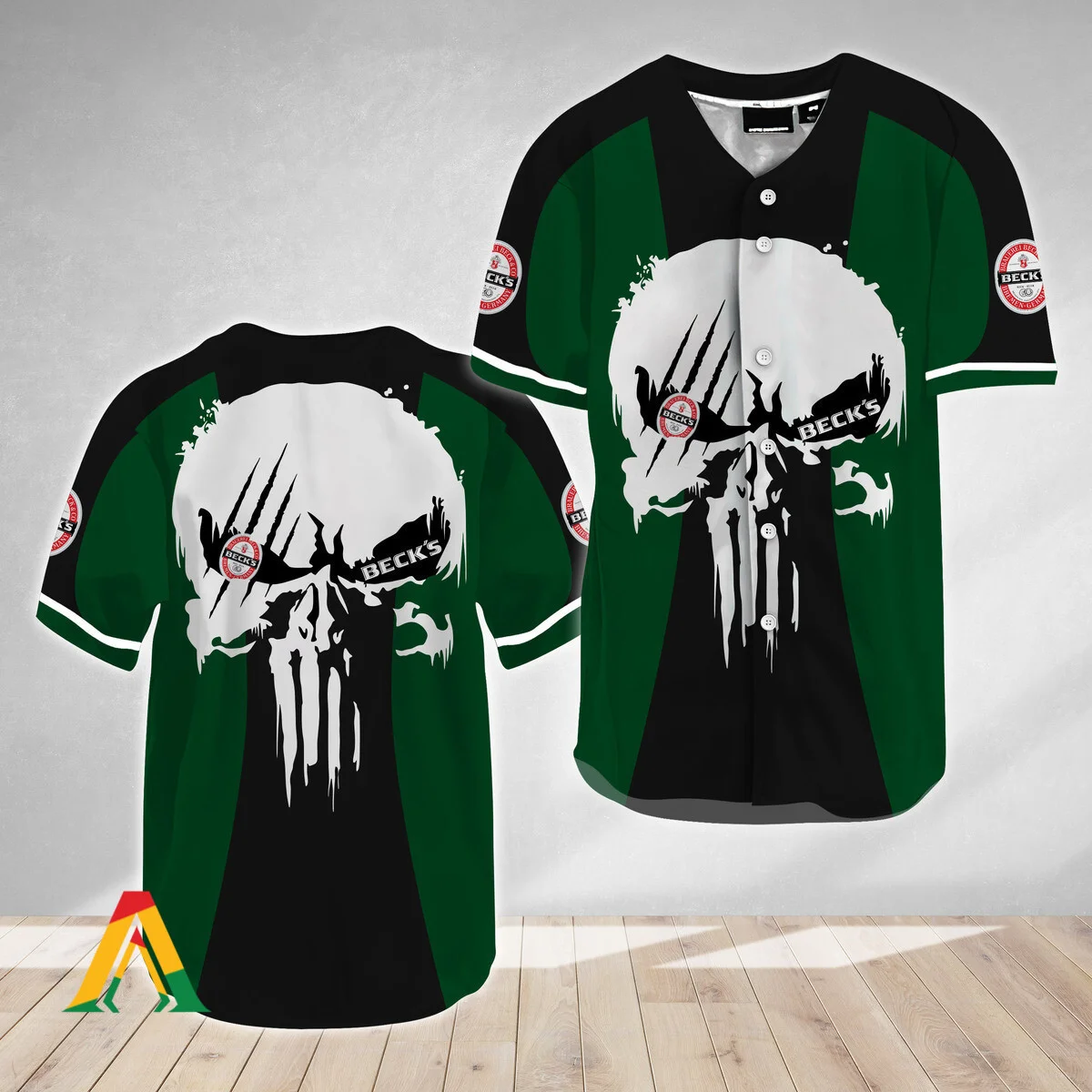 Ghost Head White Skull Beck's Beer Baseball Jersey Style1185