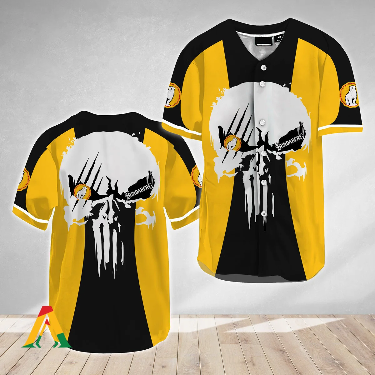Ghost Head White Skull Bundaberg Baseball Jersey Style9118
