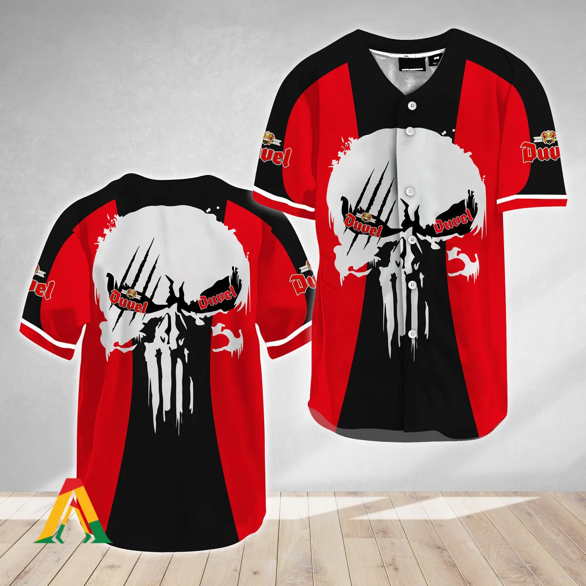 Ghost Head White Skull Duvel Beer Baseball Jersey Style7437