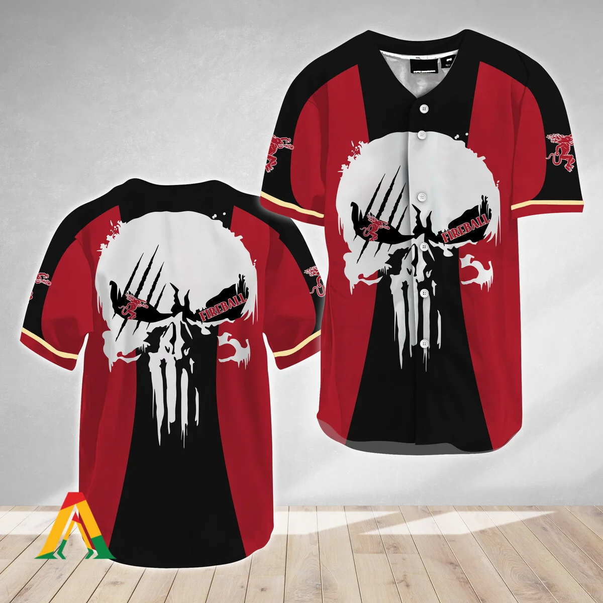 Ghost Head White Skull Fireball Whiskey Baseball Jersey Style9597