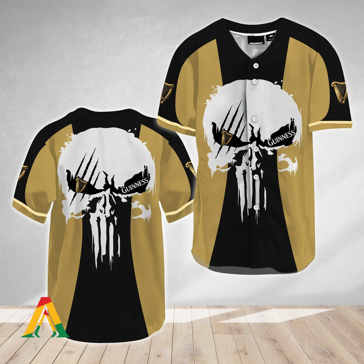 Ghost Head White Skull Guinness Beer Baseball Jersey Style2066