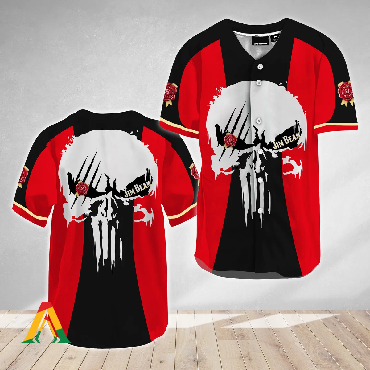 Ghost Head White Skull Jim Beam Baseball Jersey Style2428