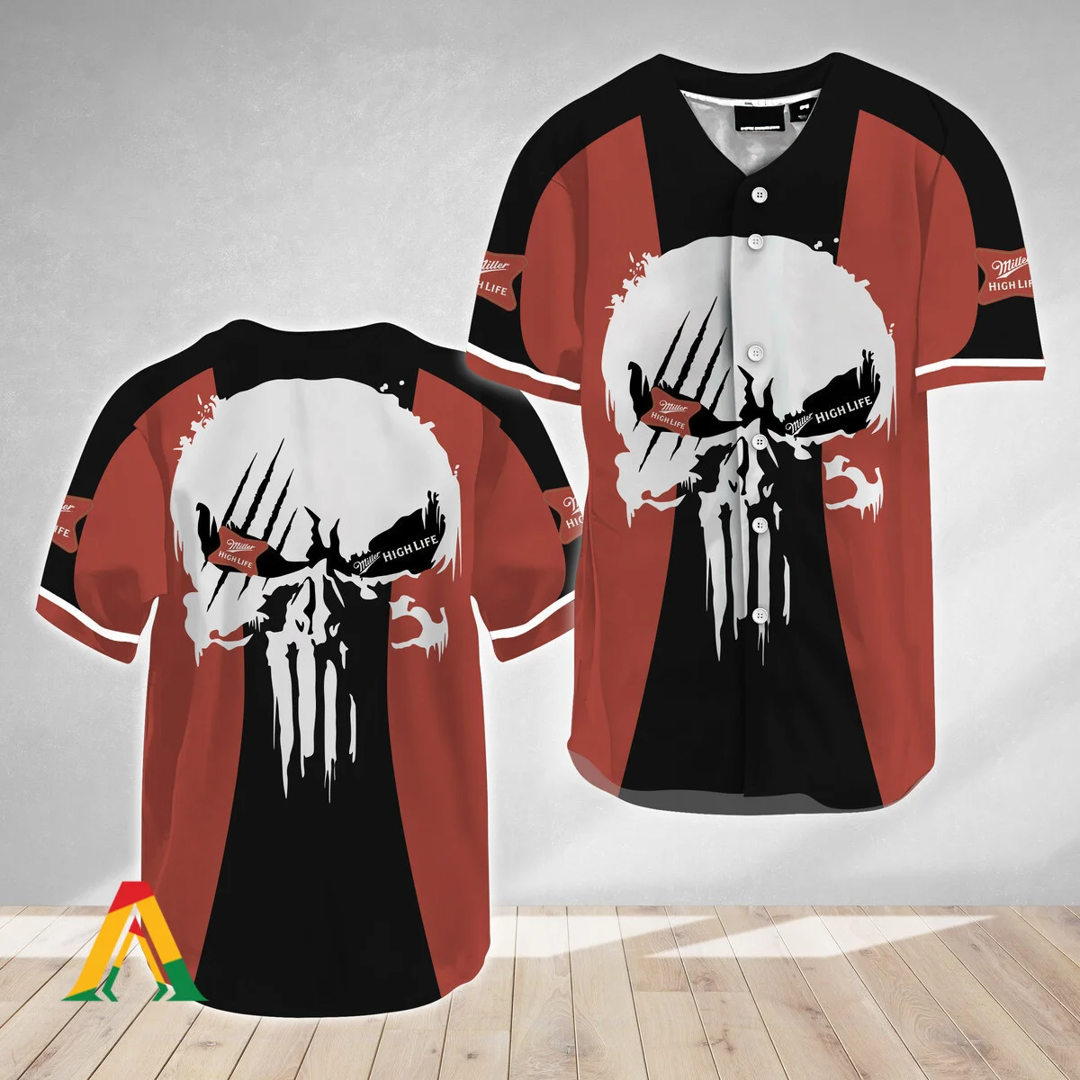 Ghost Head White Skull Miller High Life Baseball Jersey Style7448