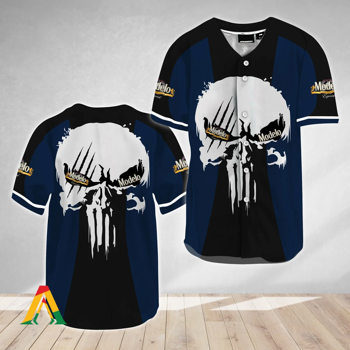 Ghost Head White Skull Modelo Beer Baseball Jersey Style5581