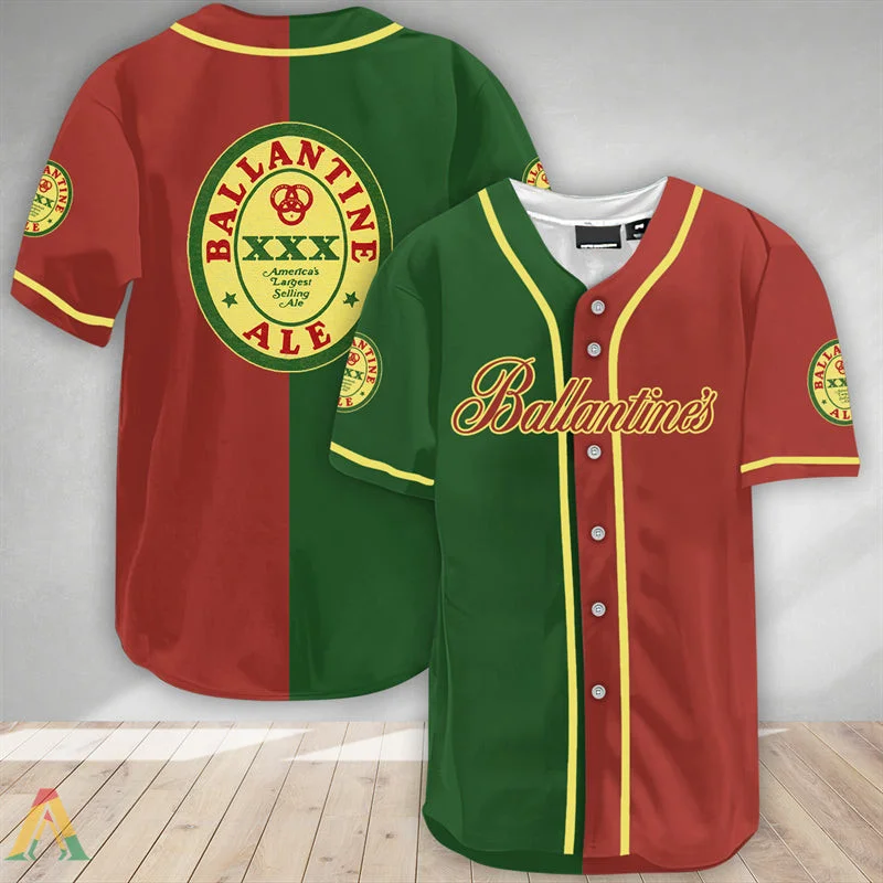 Green And Red Split Ballantines Baseball Jersey Style4050