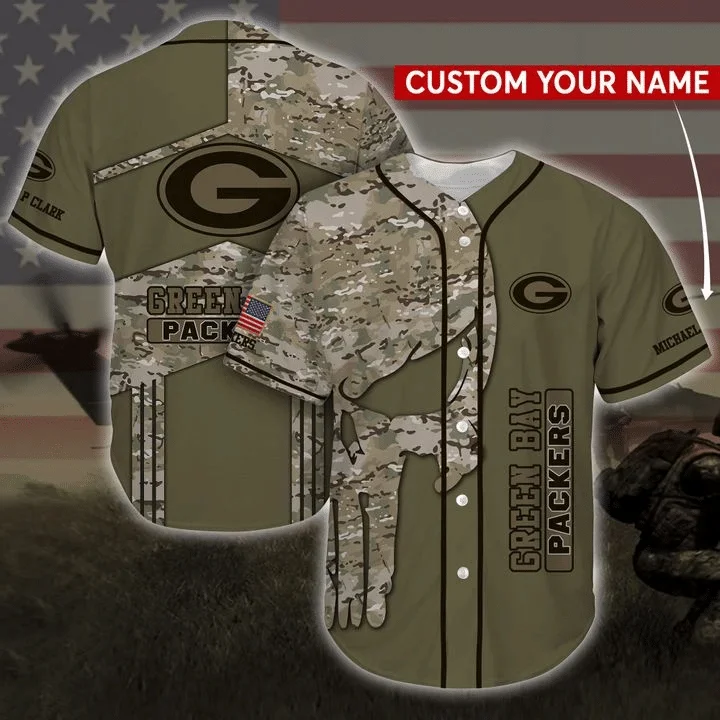 Green Bay Packers Personalized Baseball Jersey 126