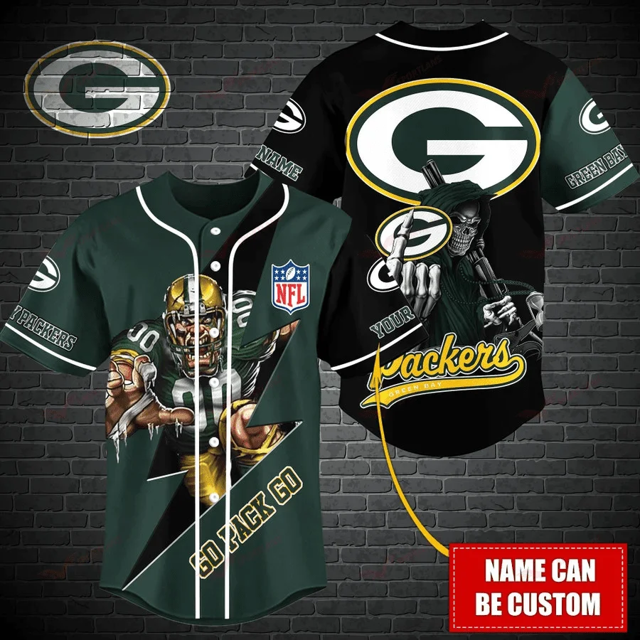 Green Bay Packers Personalized Baseball Jersey 478