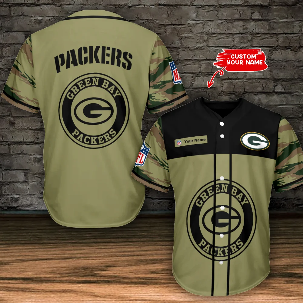 Green Bay Packers Personalized Baseball Jersey Azc14